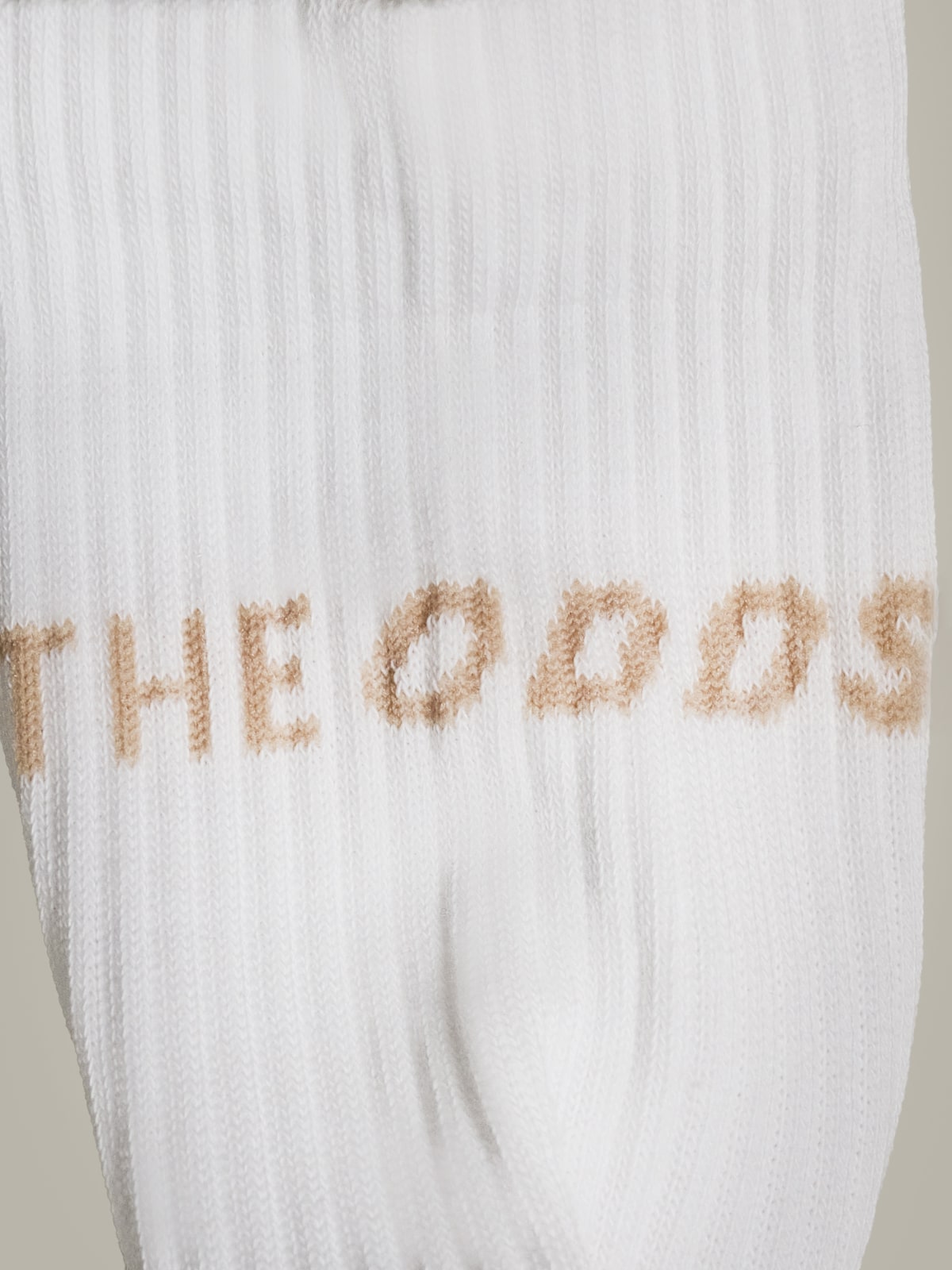 White Rear Logo Crew Socks With The Buttercream Logo/ alphabet