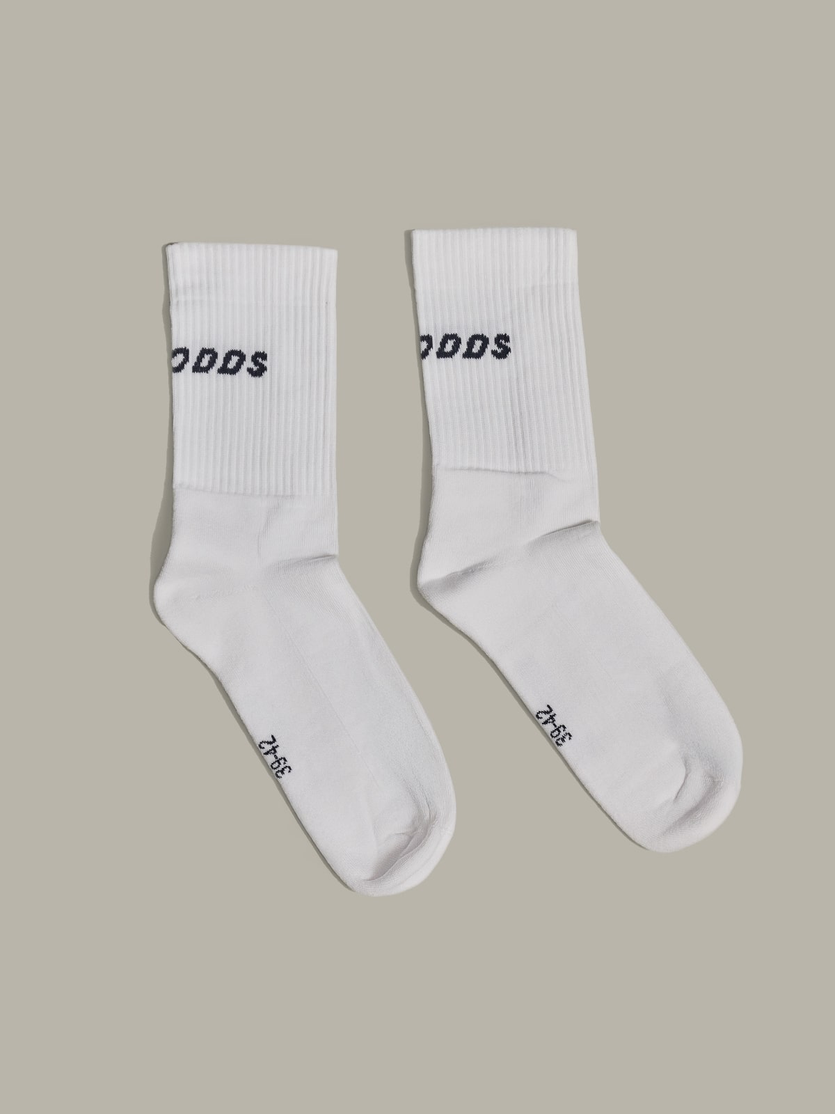 White Rear Logo Crew Socks With The Storm Grey Logo/ alphabet