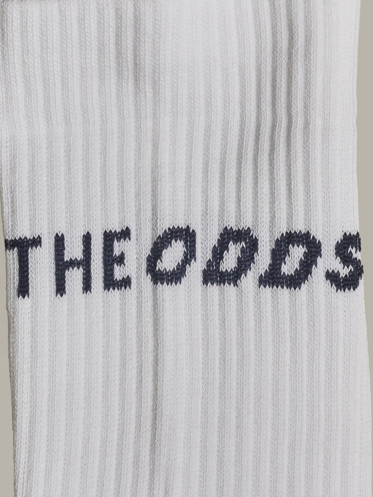 White Rear Logo Crew Socks With The Storm Grey Logo/ alphabet