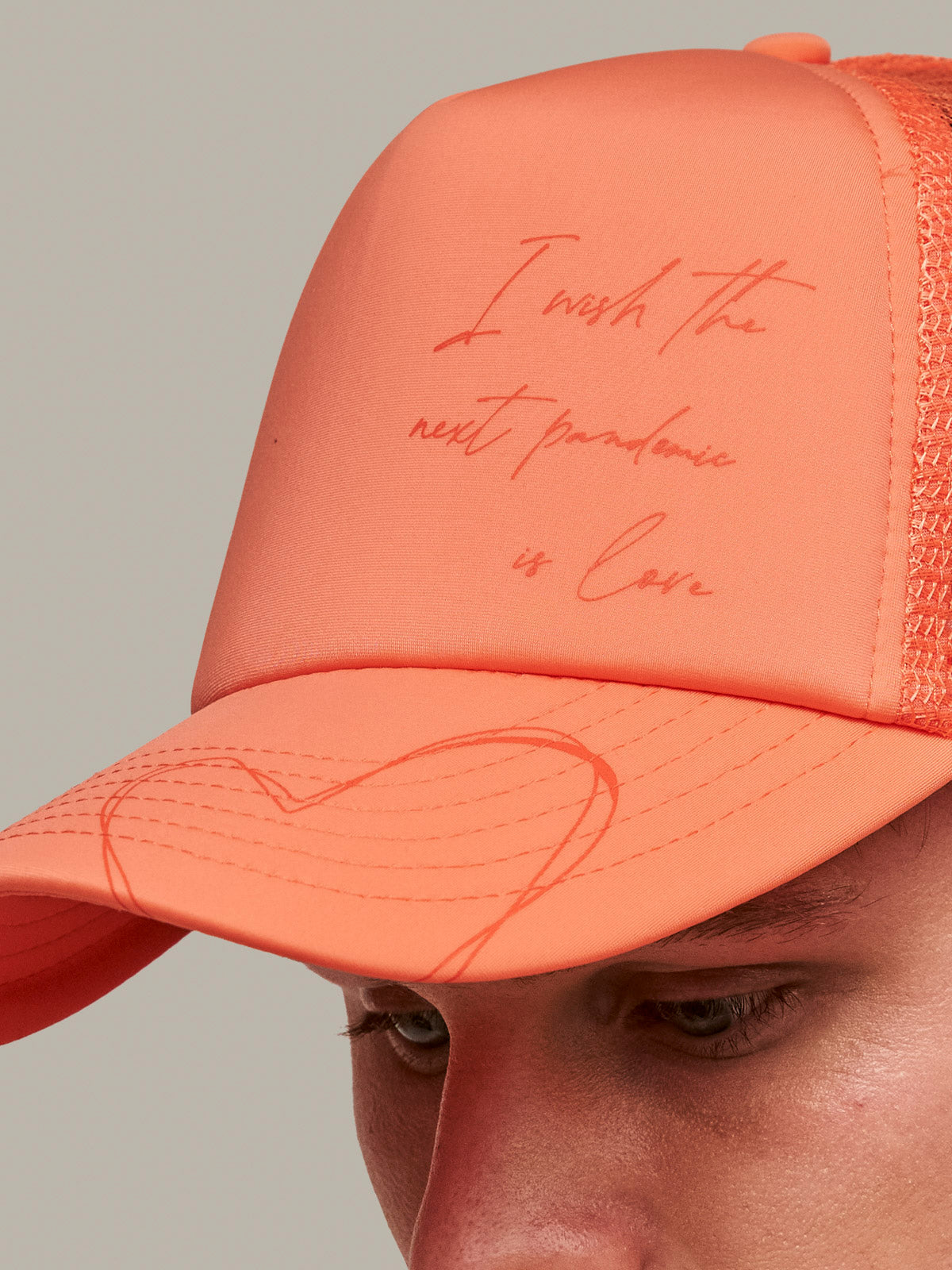 "I Wish The Next Pandemic Is Love" Odd Orange Trucker cap/ LMTD edition