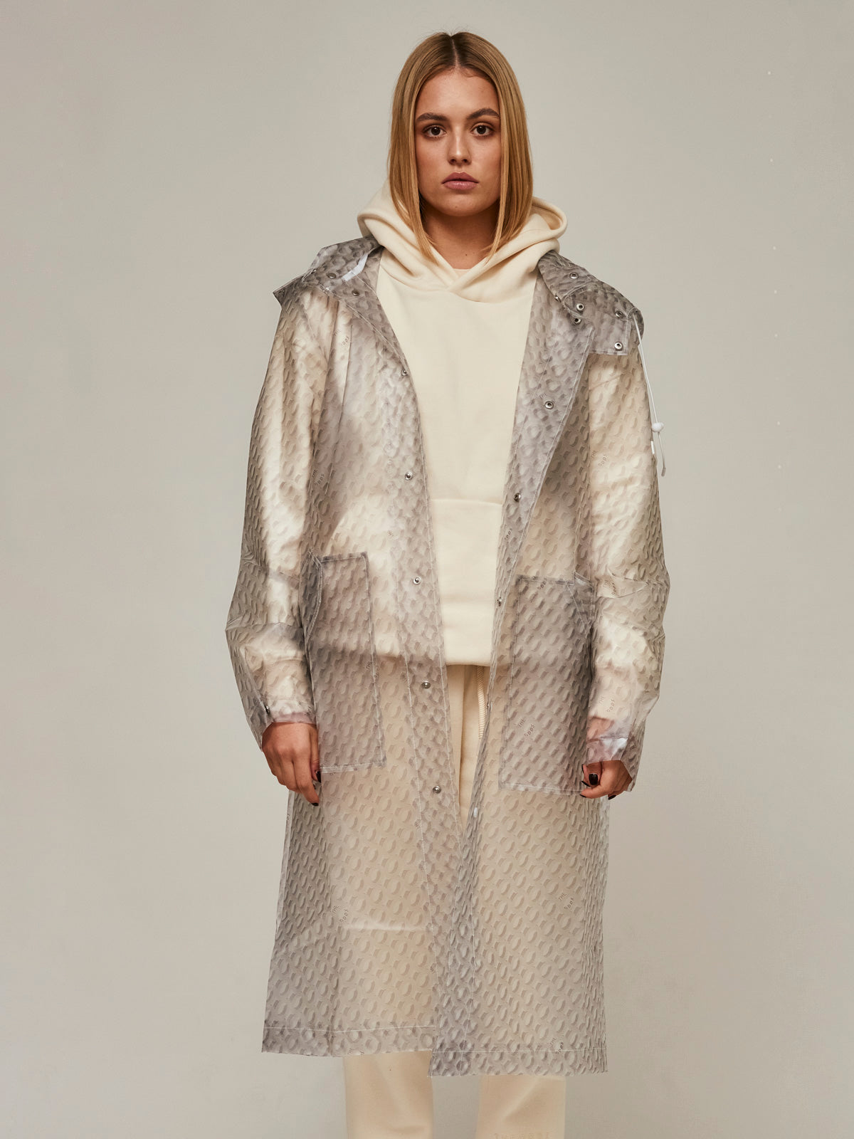 Print Marble White-Grey Raincoat/ LMTD edition