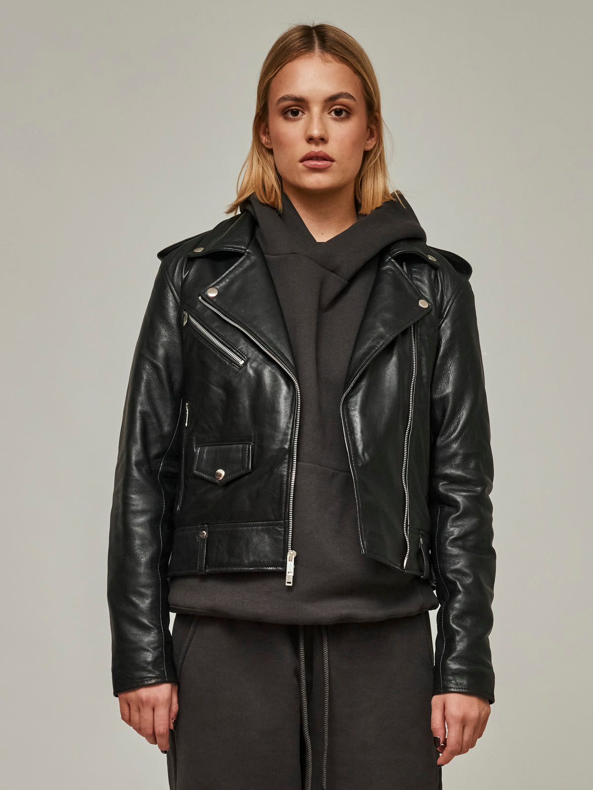 Carbon Matte Leather Jacket Women/ LMTD Edition