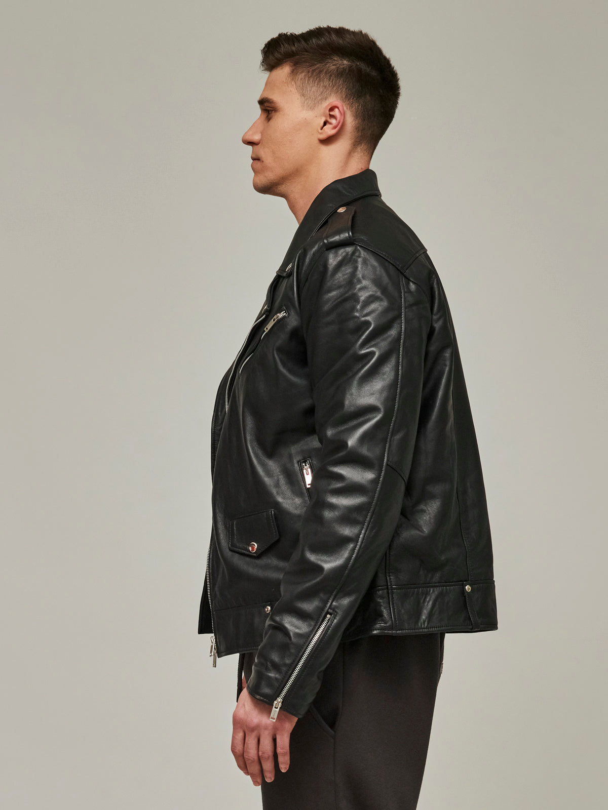 Carbon Gloss Leather Jacket Men/ LMTD Edition