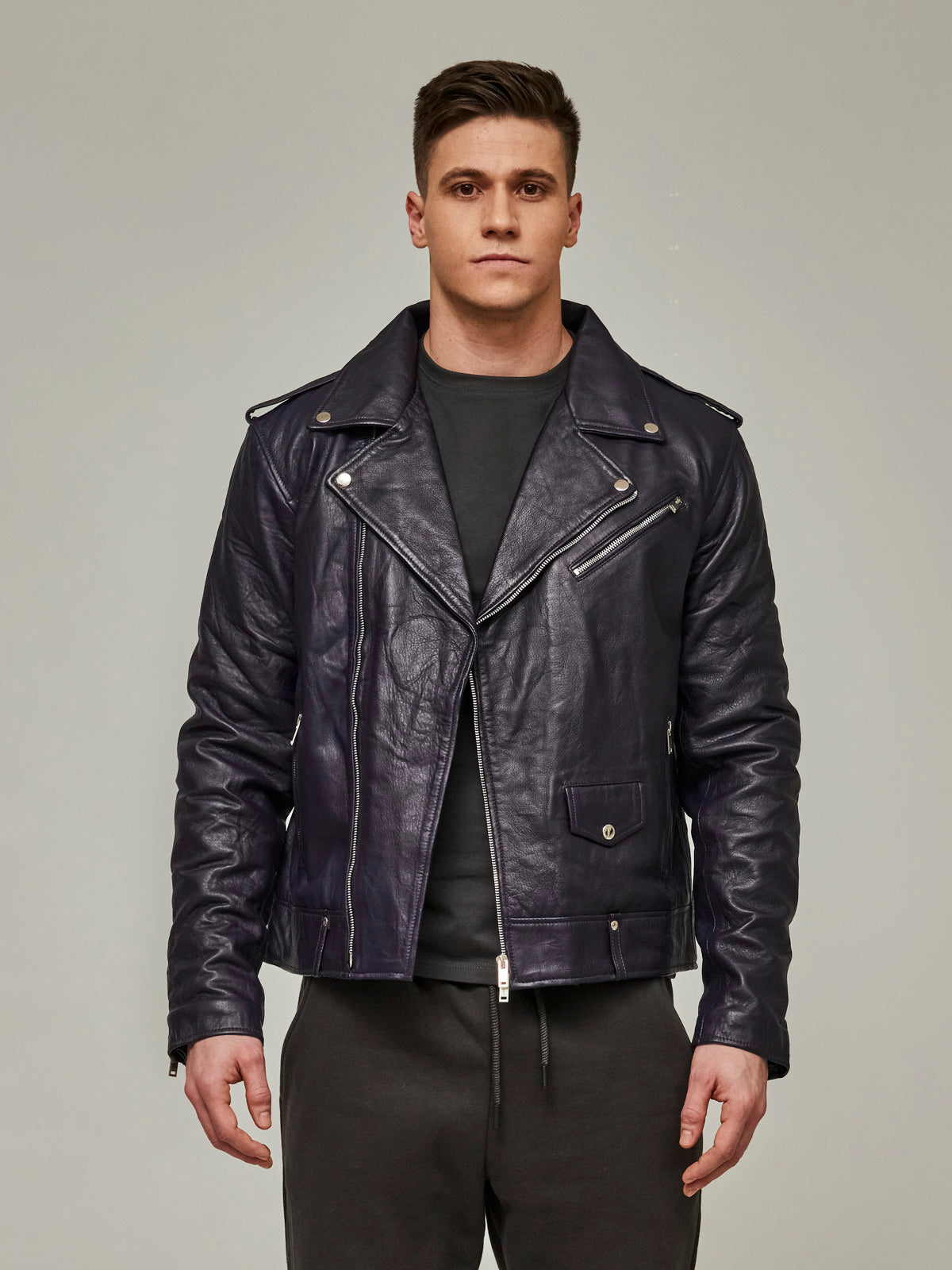 Mulberry Purple Matte Leather Jacket Men/ LMTD Edition