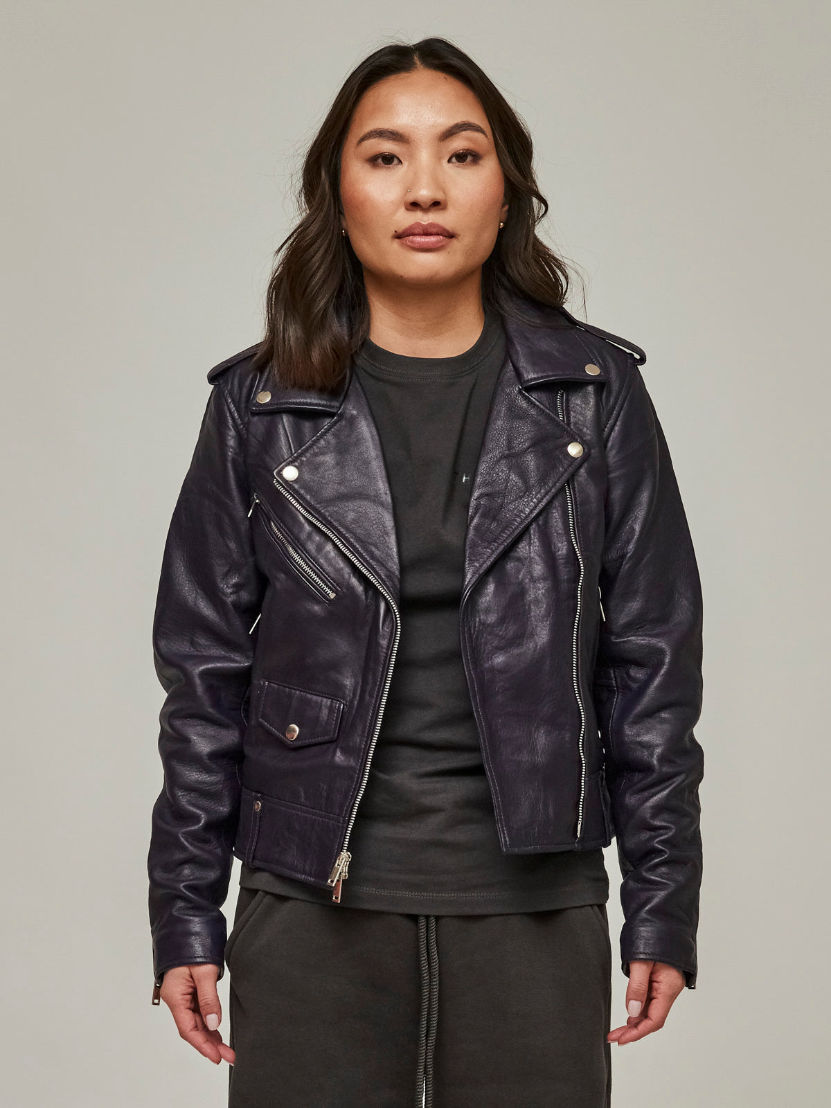 Mulberry Purple Matte Leather Jacket Women/ LMTD Edition