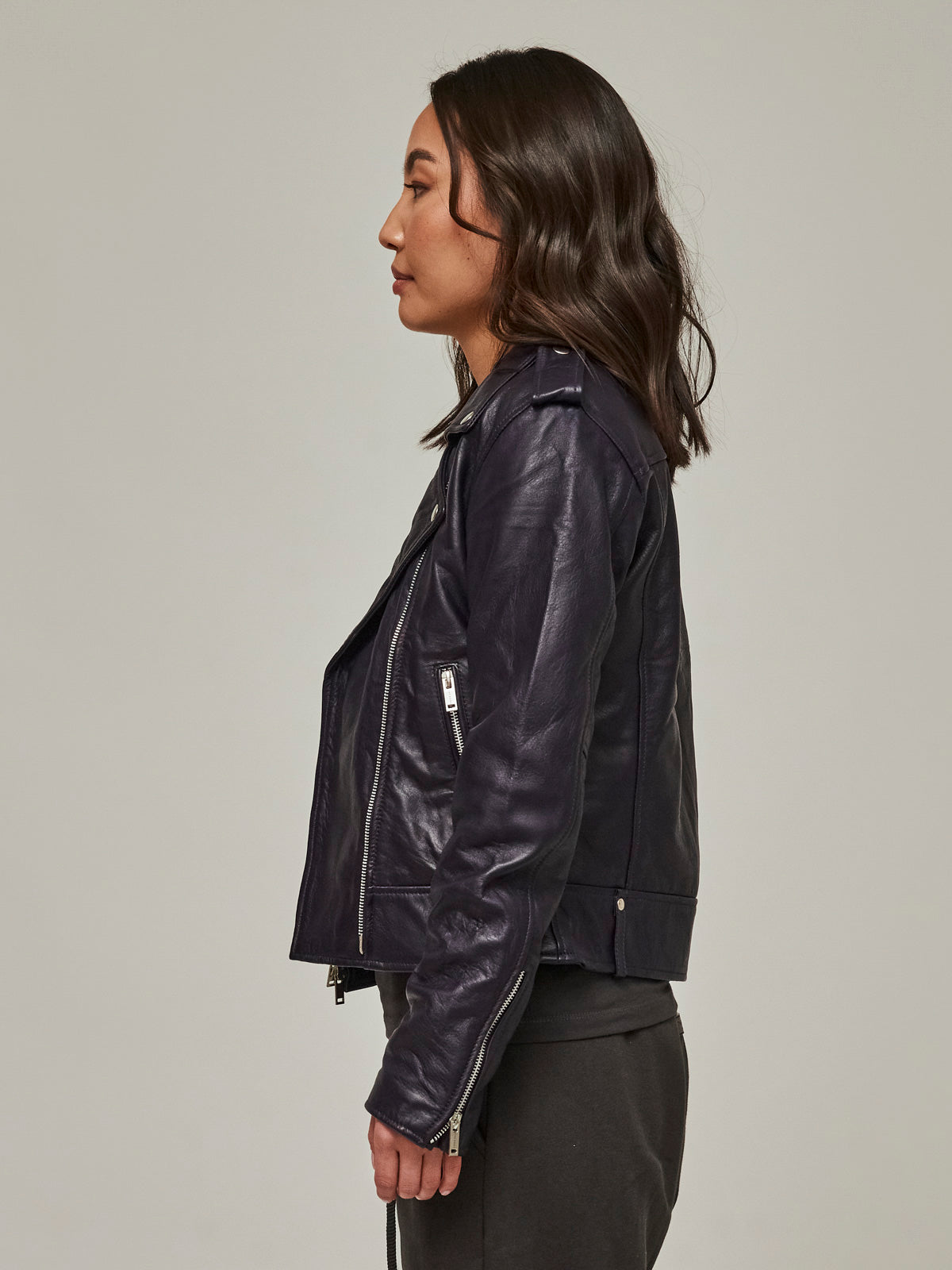 Mulberry Purple Matte Leather Jacket Women/ LMTD Edition