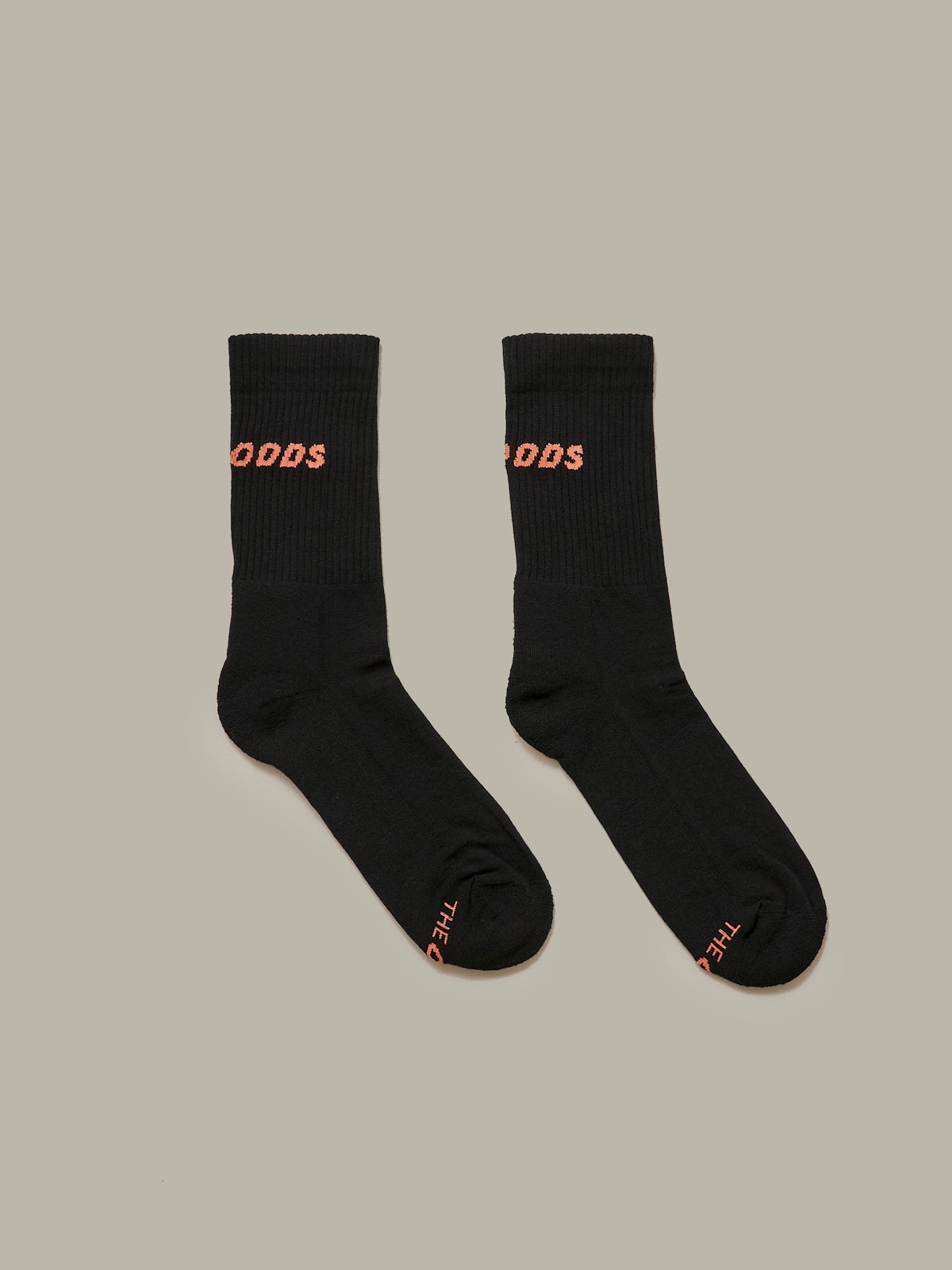 Black Rear Logo Crew Socks With Odd Orange Logo/ alphabet