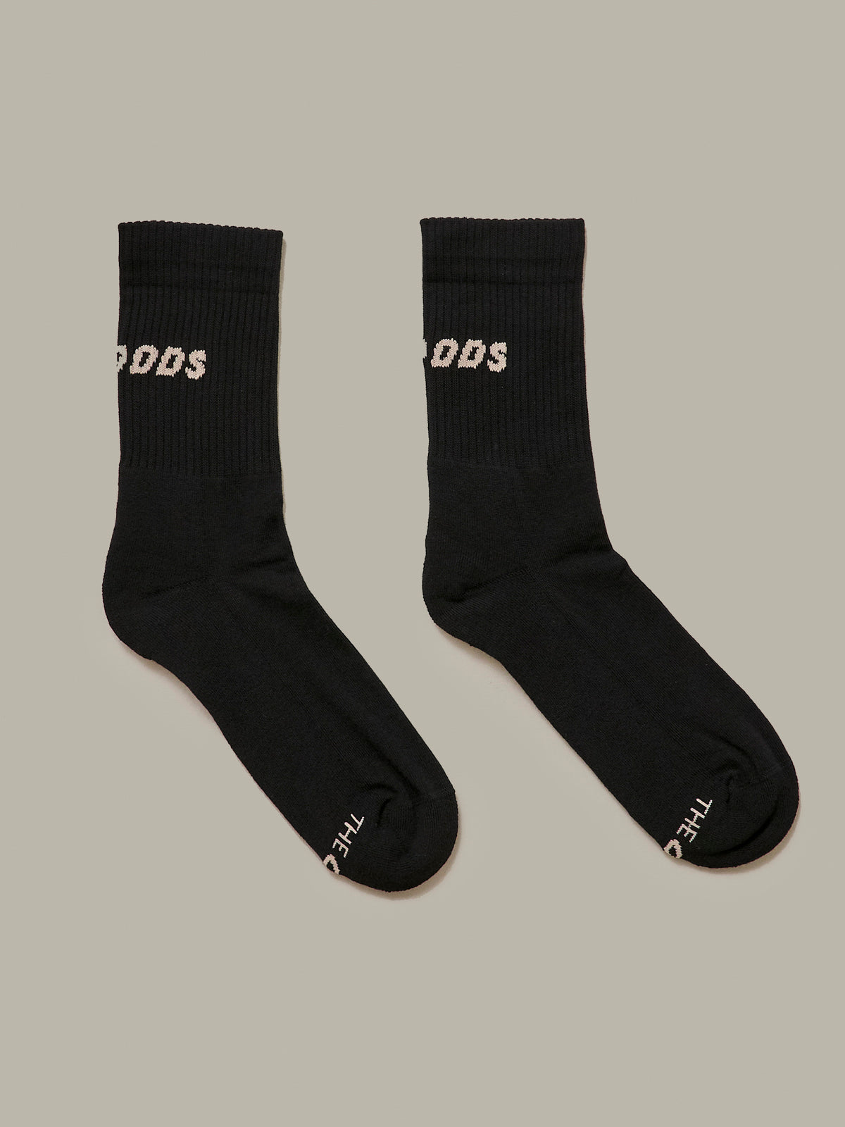 Black Rear Logo Crew Socks With Buttercream Logo/ alphabet